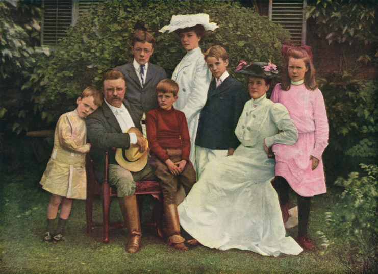 The Roosevelt family poses for a family portrait. 