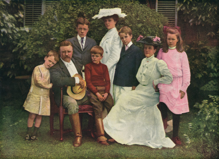 The Roosevelt family poses for a family portrait.