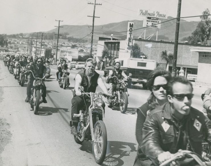 Hells Angels Ride down the street in San Francisco