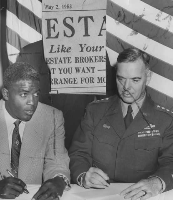 Jackie Robinson with an army officer