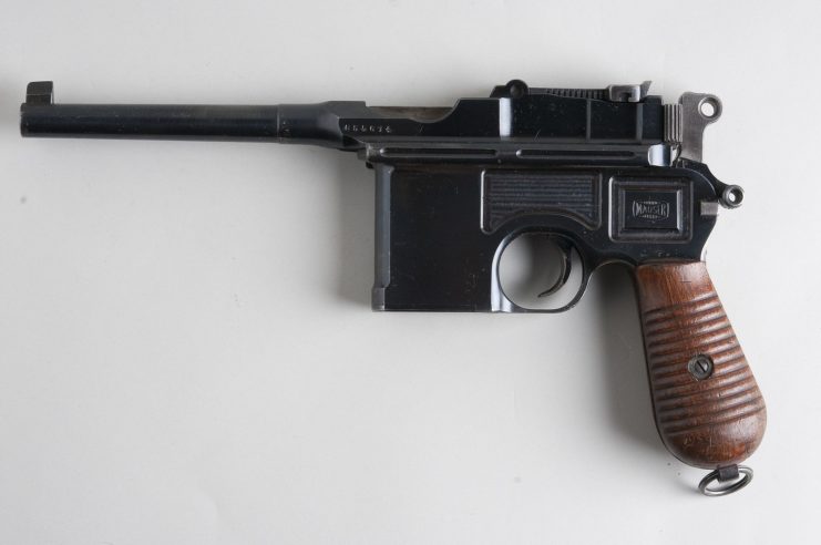 Mauser C96 on a white table