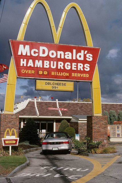 Car entering a McDonald's drive-through