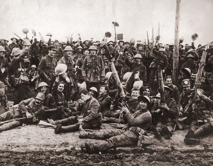 Members of the Royal Northumberland Fusiliers standing together