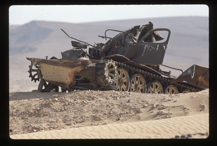 A tank destroyed during the battle of the Valley of Tears