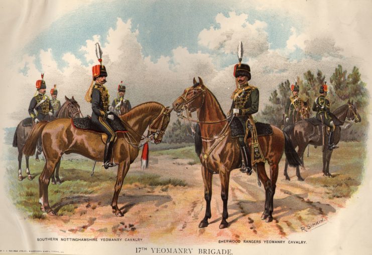 Two Sherwood Rangers on Horseback in a picture taken circa 1950