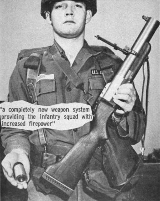American soldier holding an M79 grenade launcher