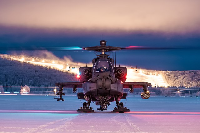 AH-64 Apache helicopter parked on the tarmac