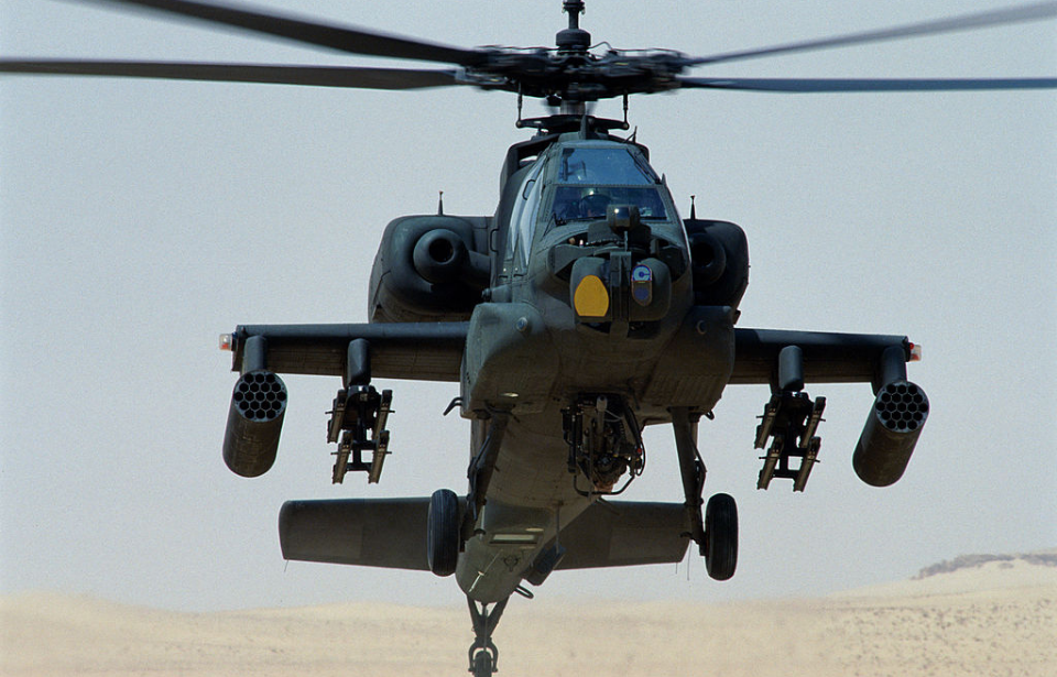 AH-64 Apache helicopter in flight