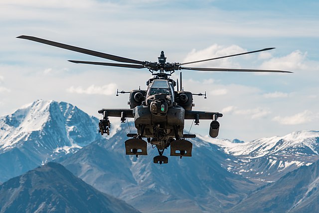 AH-64 Apache helicopter in flight