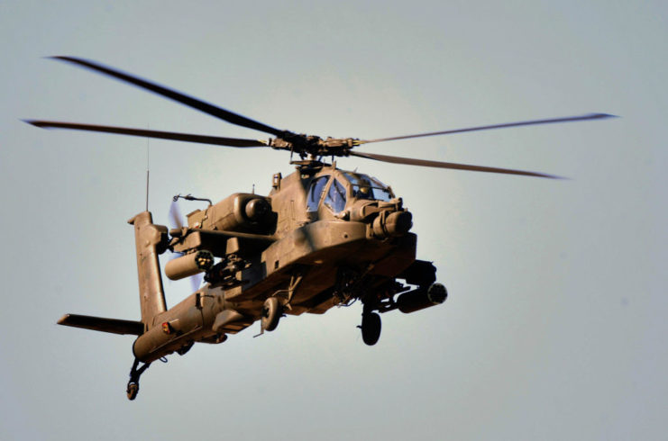 AH-64 Apache helicopter in flight