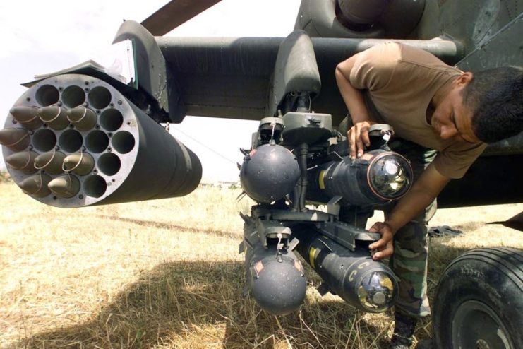 US Army soldier inspecting armaments