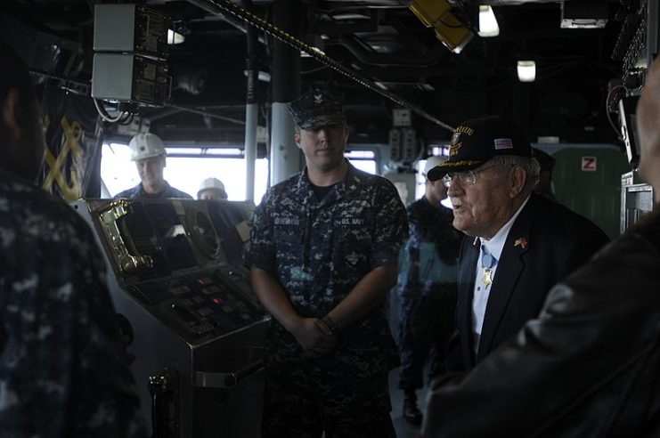 Arthur Jackson speaking to Sailors