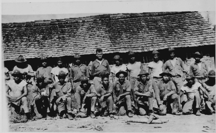 Chesty Puller standing with members of the Nicaraguan National Guard