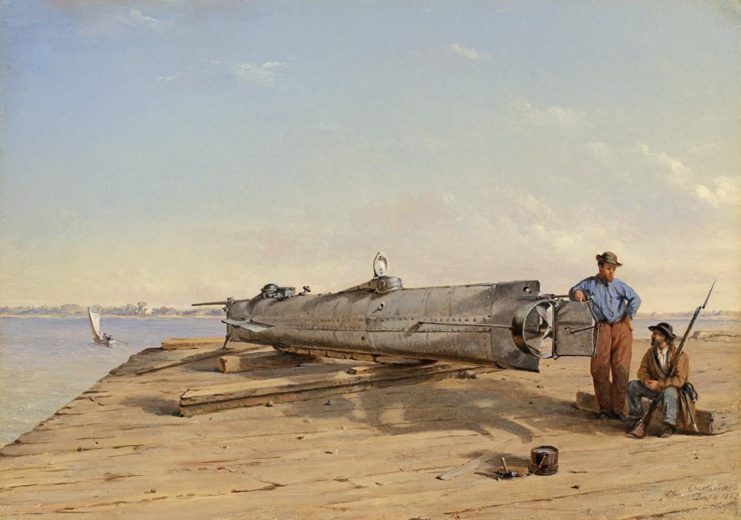 A painting of the H.L. Hunley