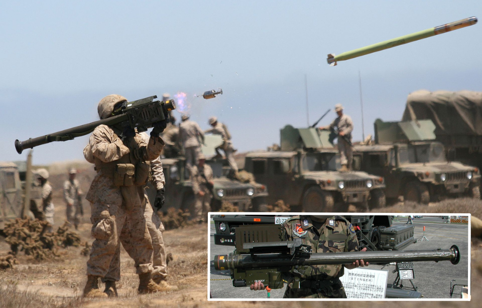 US Marine firing an FIM-92 Stinger + Soldier holding an FIM-92 Stinger