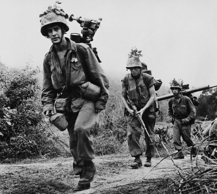 Soldiers march in Chu Lai