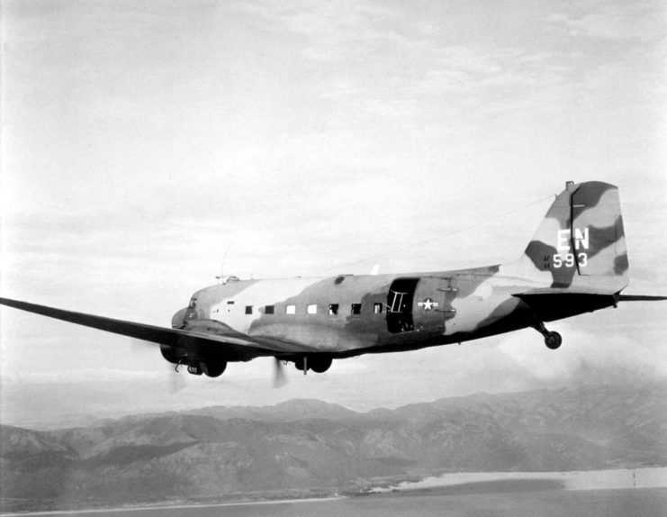 A Douglas AC-47 Spooky flies over South Vietnam