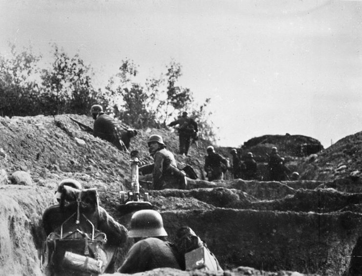 Russian troops in a trench