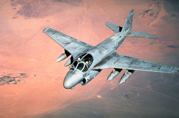An A-6 Intruder flying over the desert