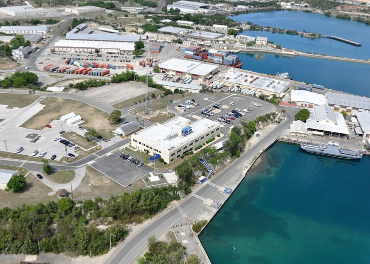 Aerial view of Guantanamo Bay Naval Base, Cuba