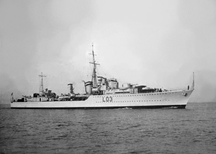 HMS Cossack at sea