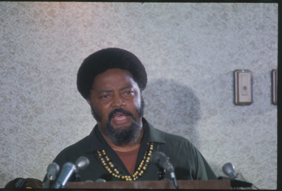 Civil Rights Activist Hosea Williams speaks at a press conference