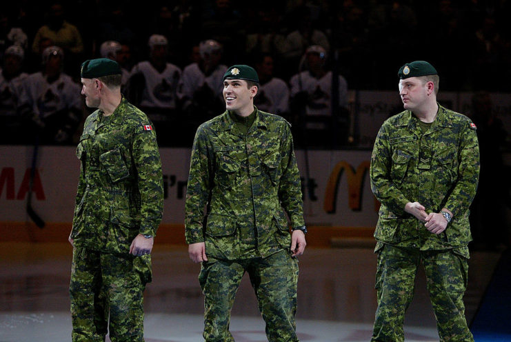 CAF members being honored at an NHL game