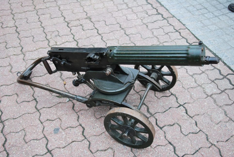 A classic Maxim machine gun on display in Poland