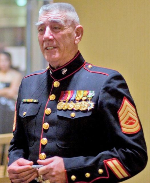 R. Lee Ermey standing in military uniform