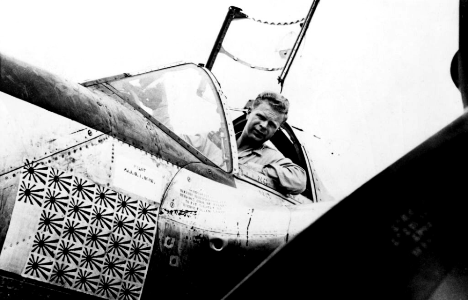 Richard Bong in the cockpit of his airplane