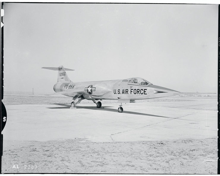 F-104 Starfighter test plane on the runway