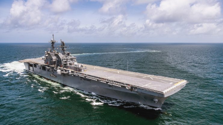 USS Tripoli at sea