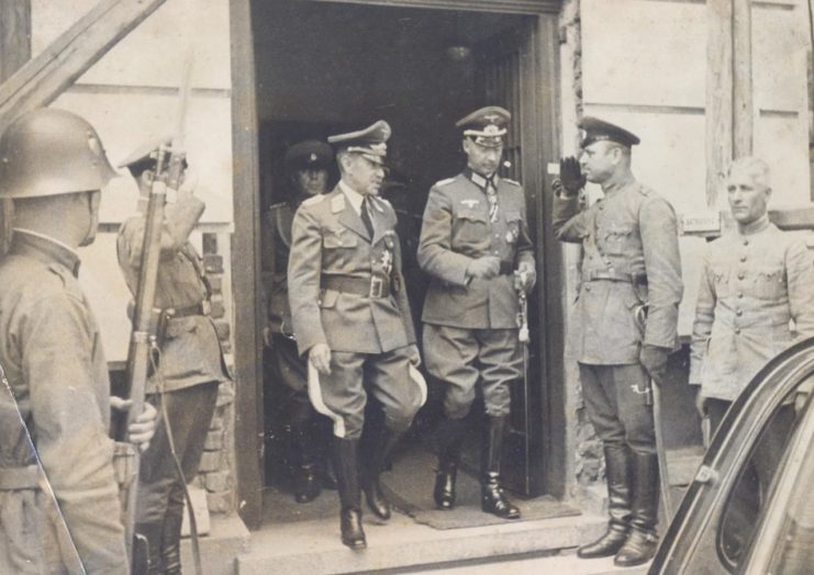 German Wehrmacht officers surveying an area in Bulgaria