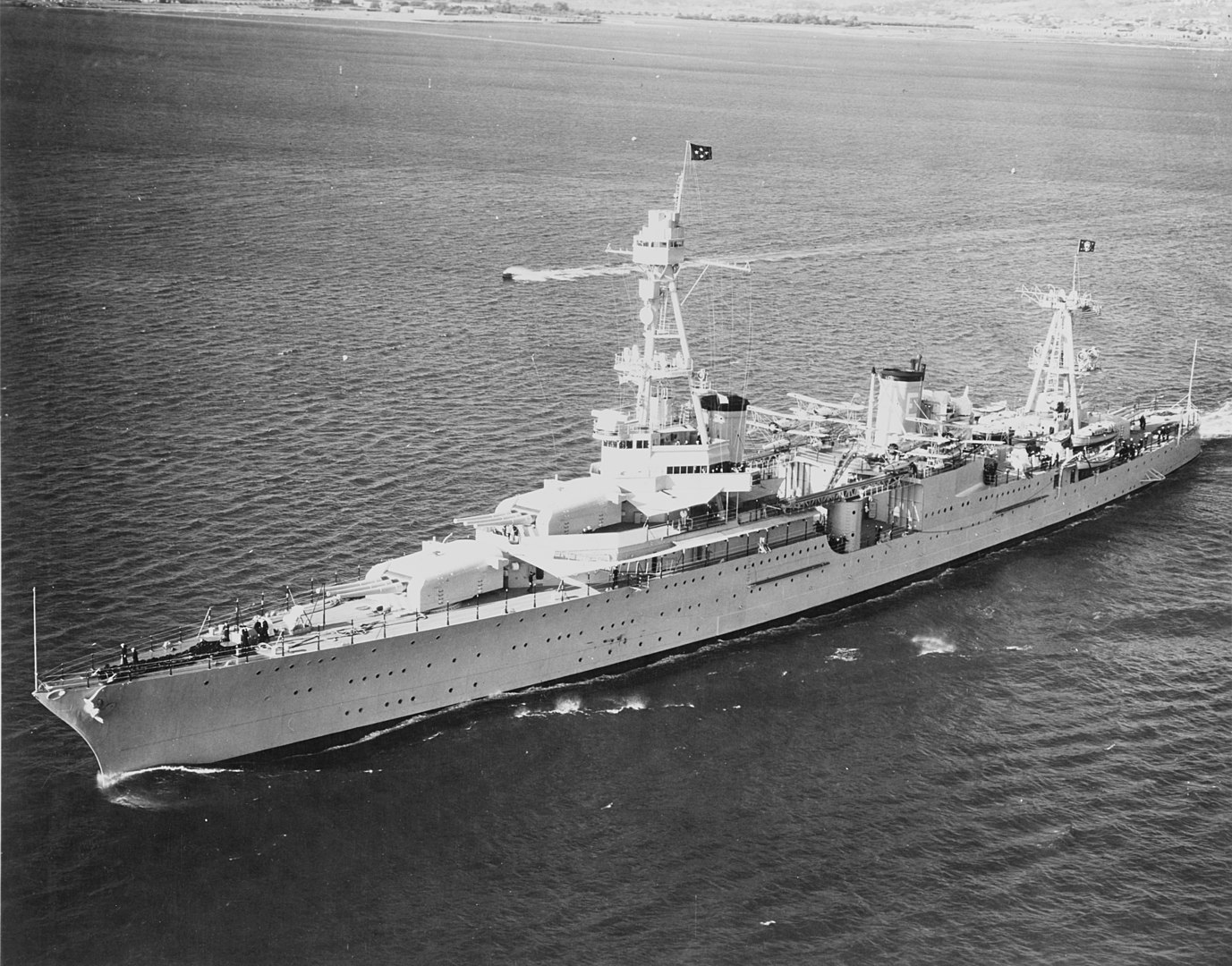 The USS Houston sails in San Diego in 1935
