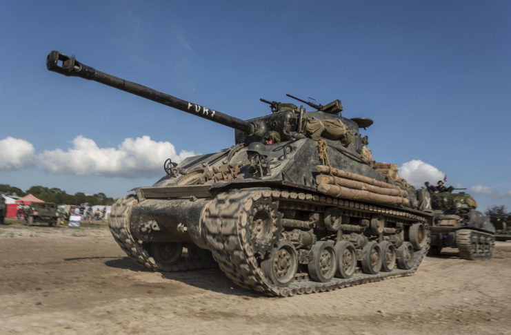M4A2E8 Sherman on display outside