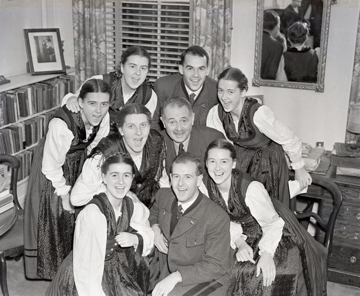 The von Trapp family pose together before a performance
