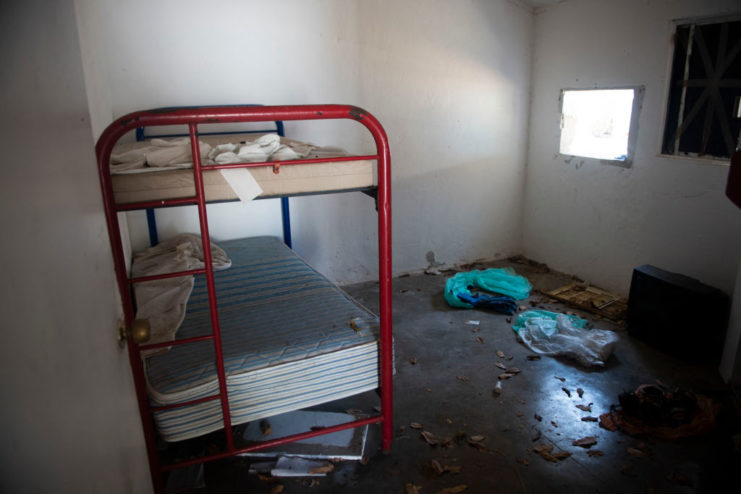 Bunk beds in an abandoned room