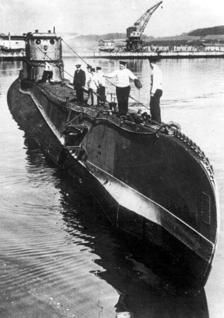 Crew standing atop the ORP Orzeł