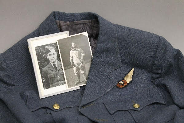 Photographs of Percy Yasuyi Sekine in the neck of his Royal Air Force tunic