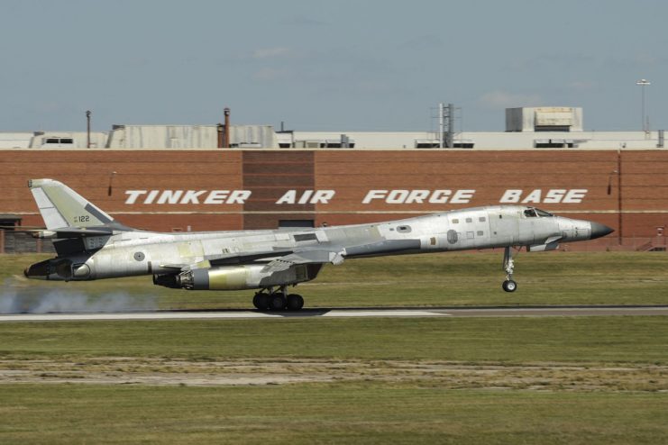 Rockwell B-1 Lancer landing at Tinker Air Force Base, Oklahoma