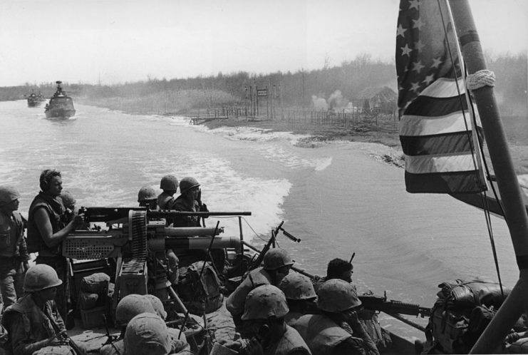 US Navy sailors on a patrol craft