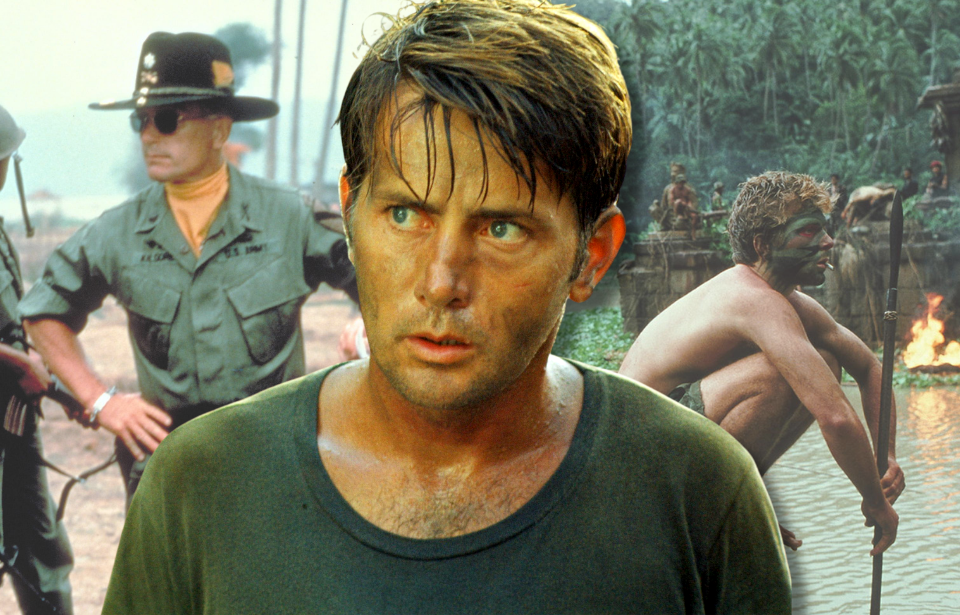 Martin Sheen as Capt. Benjamin L. Willard in 'Apocalypse Now' + Robert Duvall at Lt. Col. William Kilgore in 'Apocalypse Now' + Sam Bottoms as Lance B. Johnson in 'Apocalypse Now'
