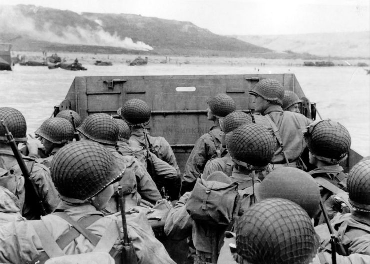 US troops in a landing barge