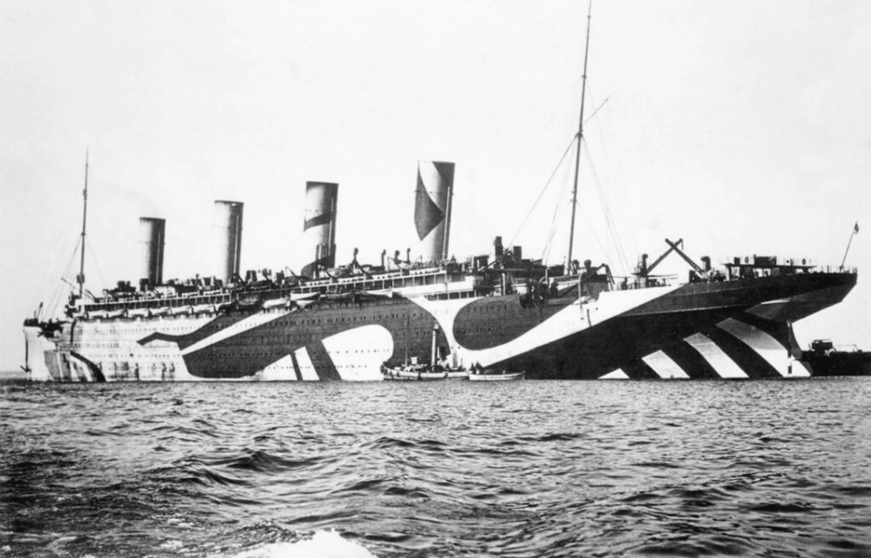 The RMS Olympic in dazzle camouflage