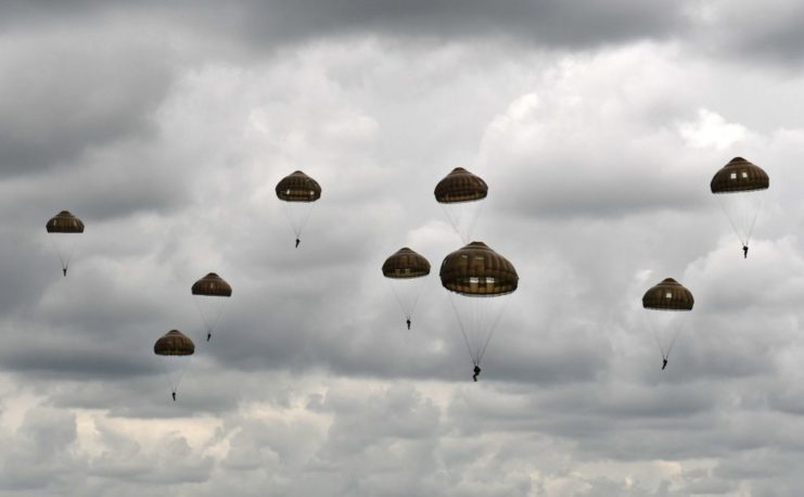 Paratroopers in the air