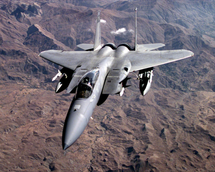 Aerial shot of an F-15C Eagle in flight