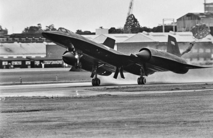 Lockheed SR-71 Blackbird landing on a runway