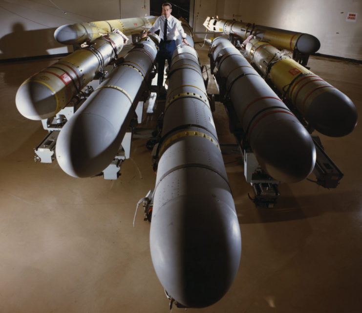 Seven Tomahawks in warehouse waiting for inspection.