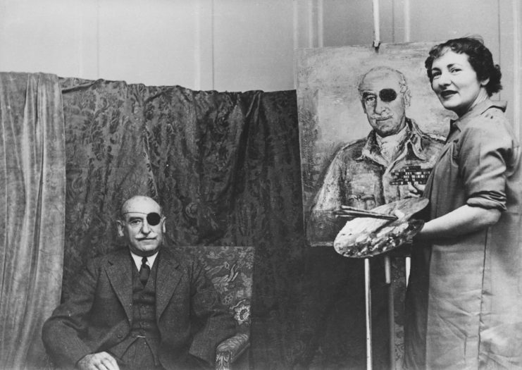 Adrian Carton de Wiart sitting for a portrait while Mollie Forestier-Walker paints