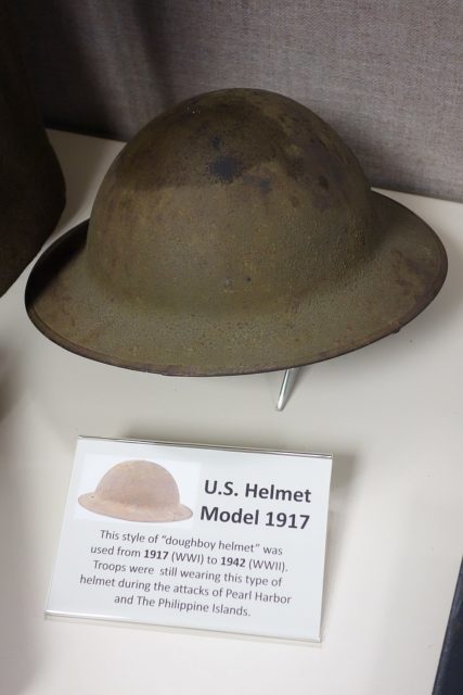 M1917 Brodie helmet on display